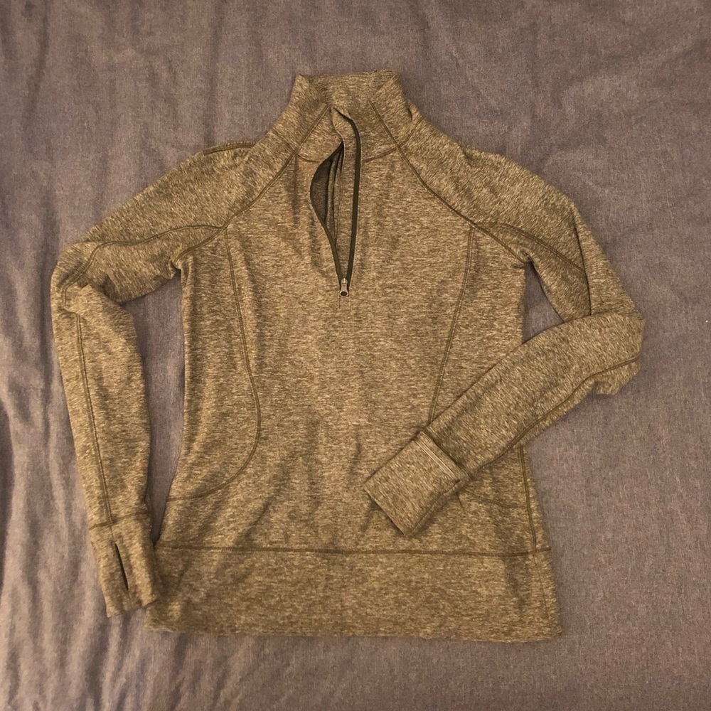 Lululemon half zip size 6 heathered olive green
